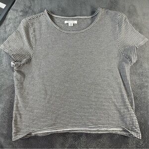 American Eagle Outfitters Black and White Checkered stretch short tee